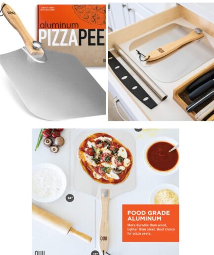 12x14" Aluminum Pizza Peel with Foldable Wood Handle