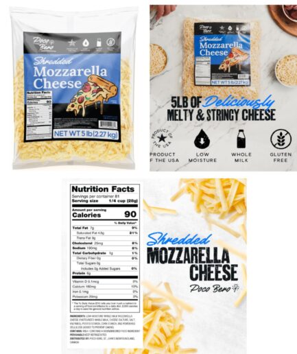 5LB Shredded Mozzarella Cheese for Pizza