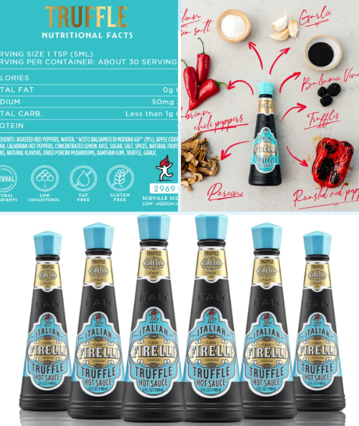 FIRELLI Truffle Hot Sauce 5oz, 6Pack Italian, GlutenFree