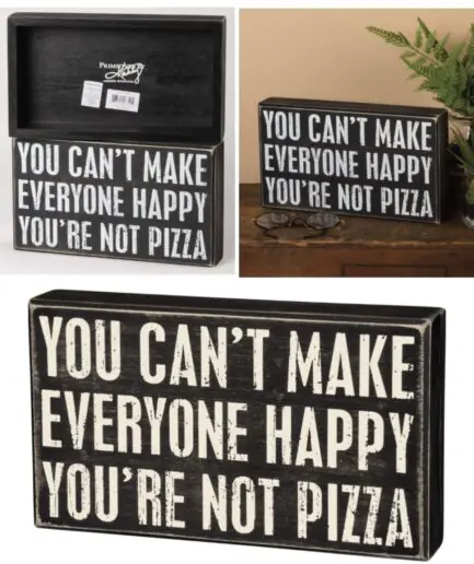 Not Pizza" Black & White Box Sign 10x6