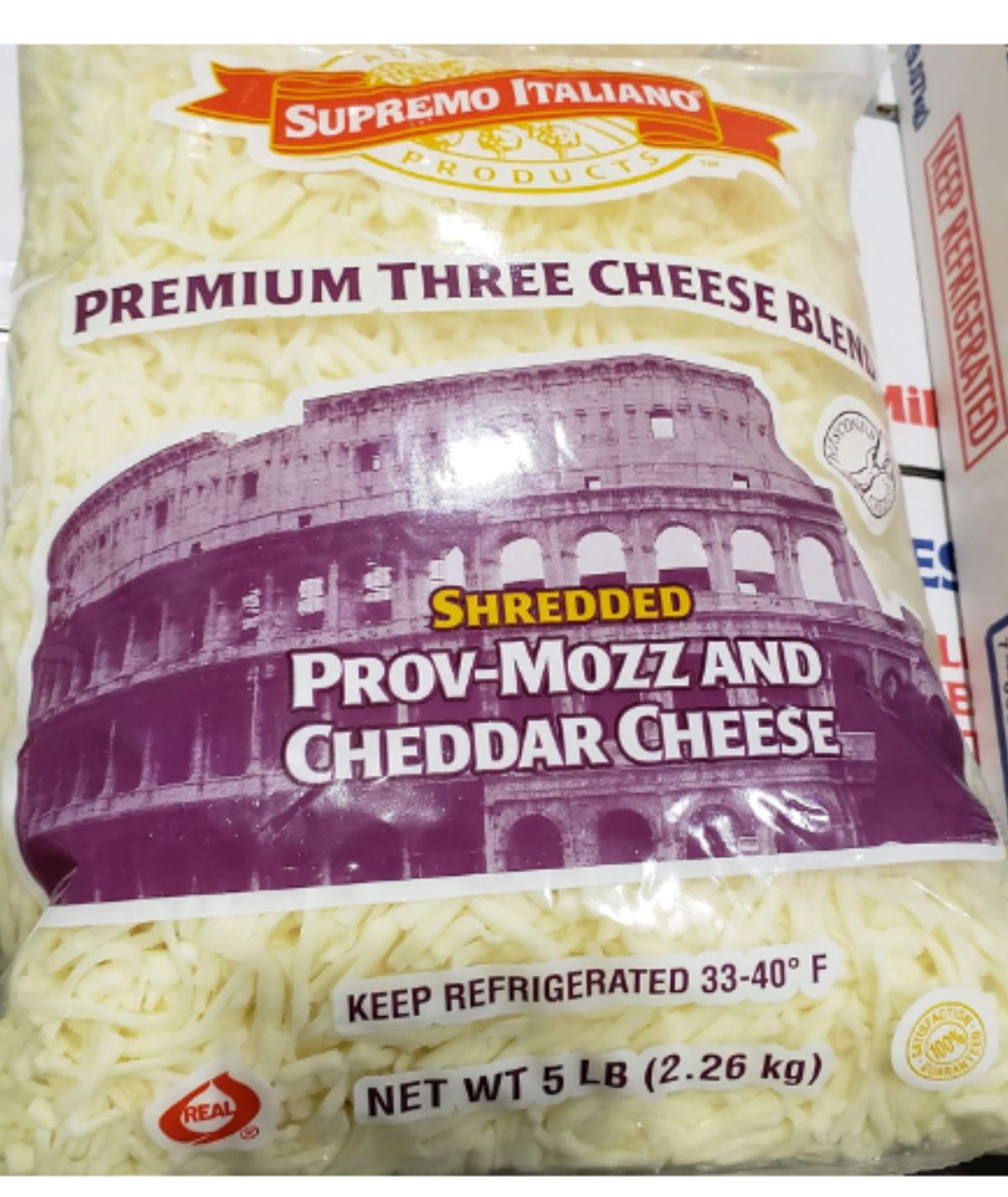 Supremo 3Cheese Blend Provolone, Mozz, Cheddar 5lbs